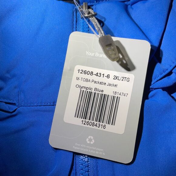 Elevate Mens Full Zip Windbreaker size 2XL Hooded Blue Lightweight Packable XXL - Picture 4 of 12